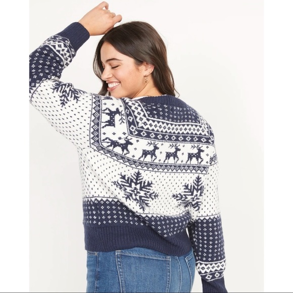 Fair Isle Button-Front Cardigan Sweater - Picture 2 of 5